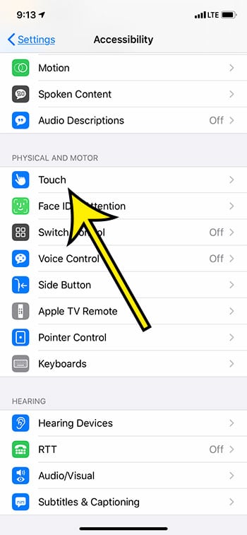 choose the Touch option