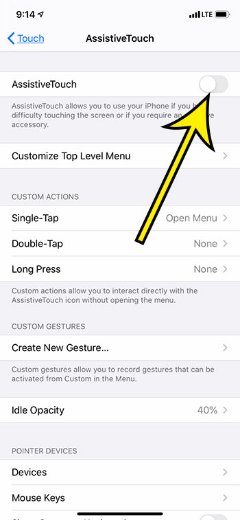 how to turn off Assistive Touch on an iPhone 11