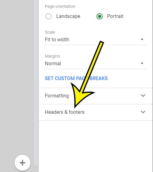 click Headers and footers