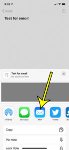 how to email a note from an iPhone