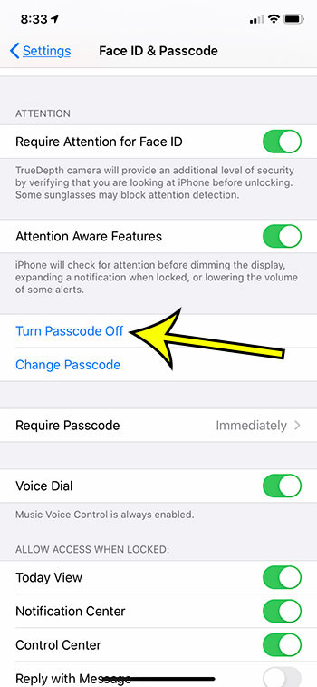 how to turn off the passcode on an iPhone 6