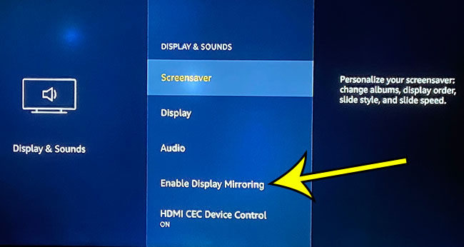 how to enable display mirroring on an Amazon Fire TV Stick