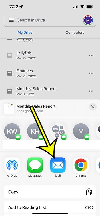 How to Attach Google Drive Files to Email on iPhone 13 7 select the Mail option