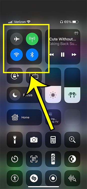 how to turn off wifi, bluetooth, or cellular data on iPhone 13