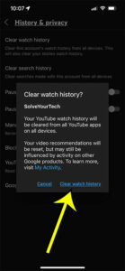 how to clear YouTube history on iPhone 13