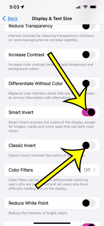 how to invert the colors on an iPhone