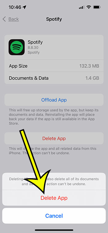 tap Delete App again to confirm