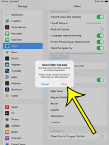 how to clear cache on iPad Safari