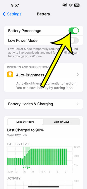 how to show iPhone 14 battery percentage