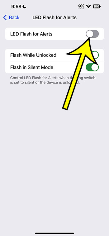 turn off LED Flash for Alerts